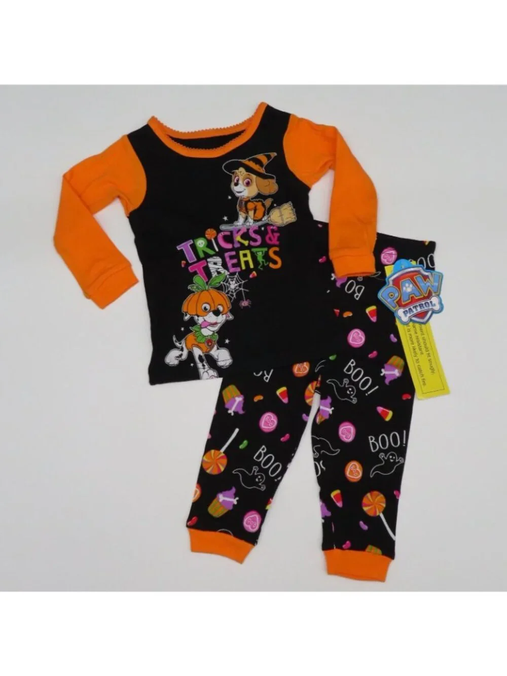 NEW Paw Patrol 3T Toddler Tricks Treats Glow in the Dark Halloween Pajama Set
